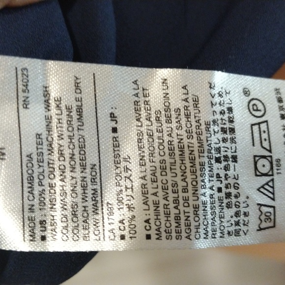 Banana Republic Ruffle Sleeveless Navy Blouse Medium Lined - Picture 5 of 5